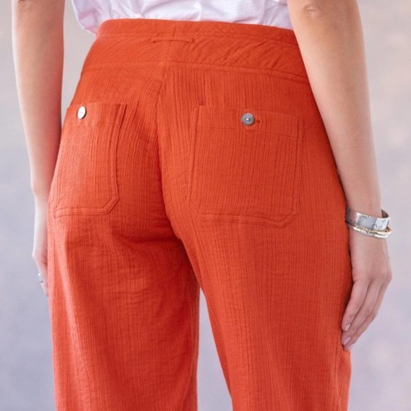 Sundance Gigi Orange Cotton Drawstring Knit Pants - Picture 3 of 10